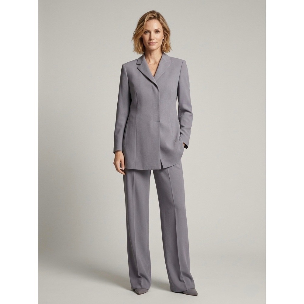 Emporio Armani Womens Wool Blend Pant Suit Purple Made in Italy Size IT 40 US 4